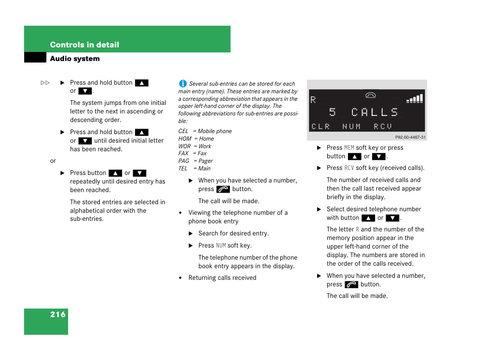 Mercedes-Benz C-Class 2007 Owners Manual User Manual | Page 217 / 441
