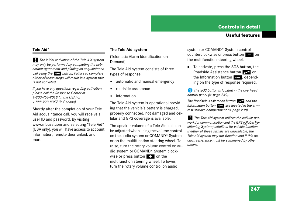 Tele aid | Mercedes-Benz C-Class 2007 Owners Manual User Manual | Page 248 / 441