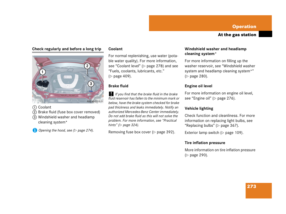Check regularly and before a long trip | Mercedes-Benz C-Class 2007 Owners Manual User Manual | Page 274 / 441