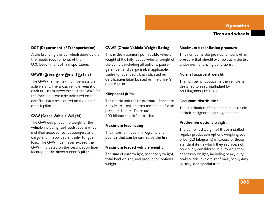 The gawr | Mercedes-Benz C-Class 2007 Owners Manual User Manual | Page 306 / 441