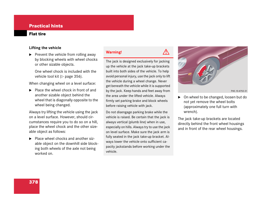 See “lift- ing the vehicle | Mercedes-Benz C-Class 2007 Owners Manual User Manual | Page 379 / 441