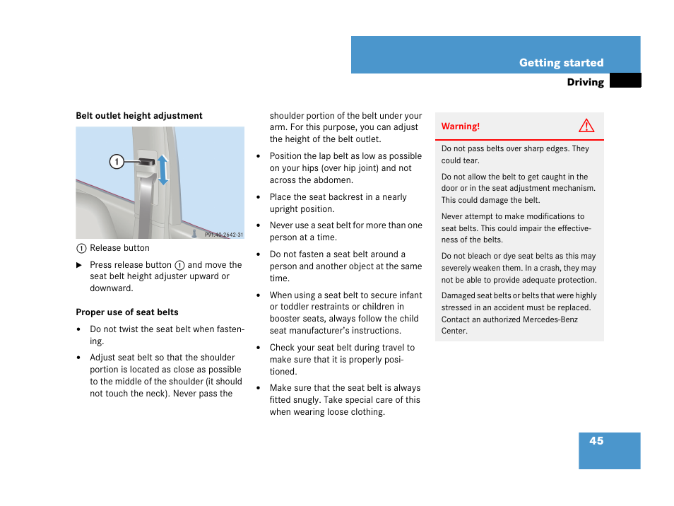 45 getting started | Mercedes-Benz C-Class 2007 Owners Manual User Manual | Page 46 / 441
