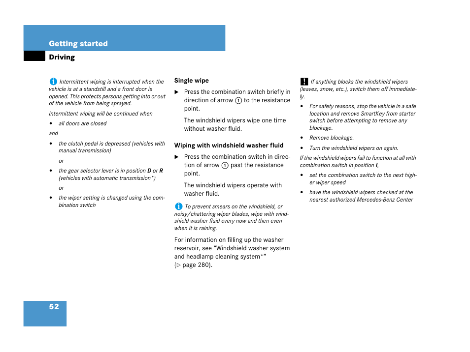 Fluid, 52 getting started | Mercedes-Benz C-Class 2007 Owners Manual User Manual | Page 53 / 441