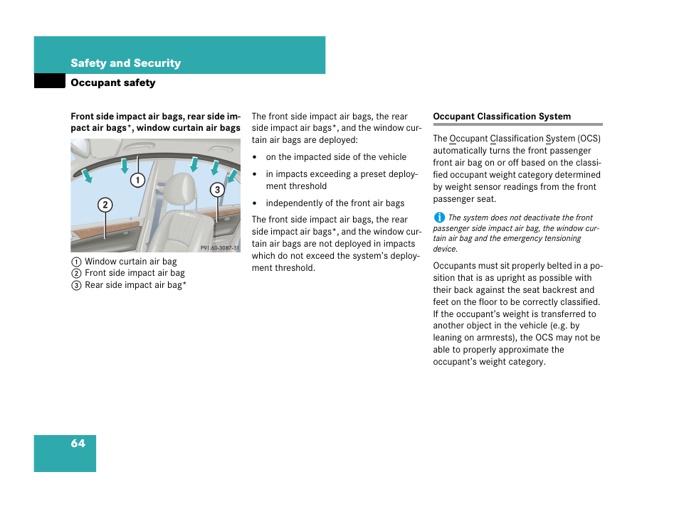 Occupant classification system | Mercedes-Benz C-Class 2007 Owners Manual User Manual | Page 65 / 441