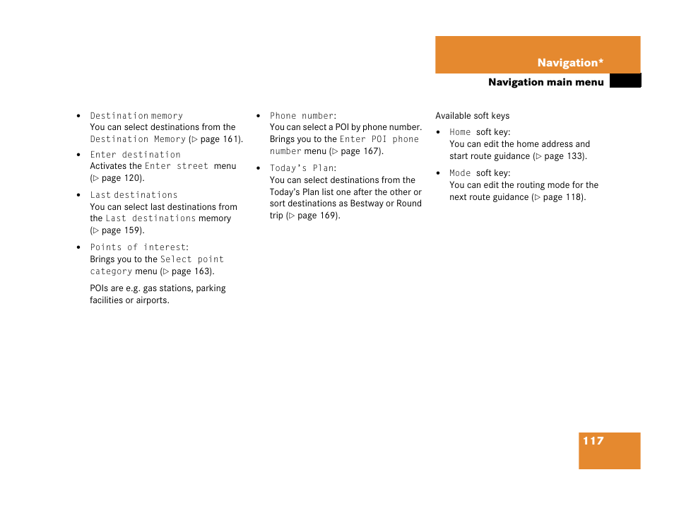 117 navigation | Mercedes-Benz CLK-Coupe 2007 COMAND Manual User Manual | Page 119 / 202