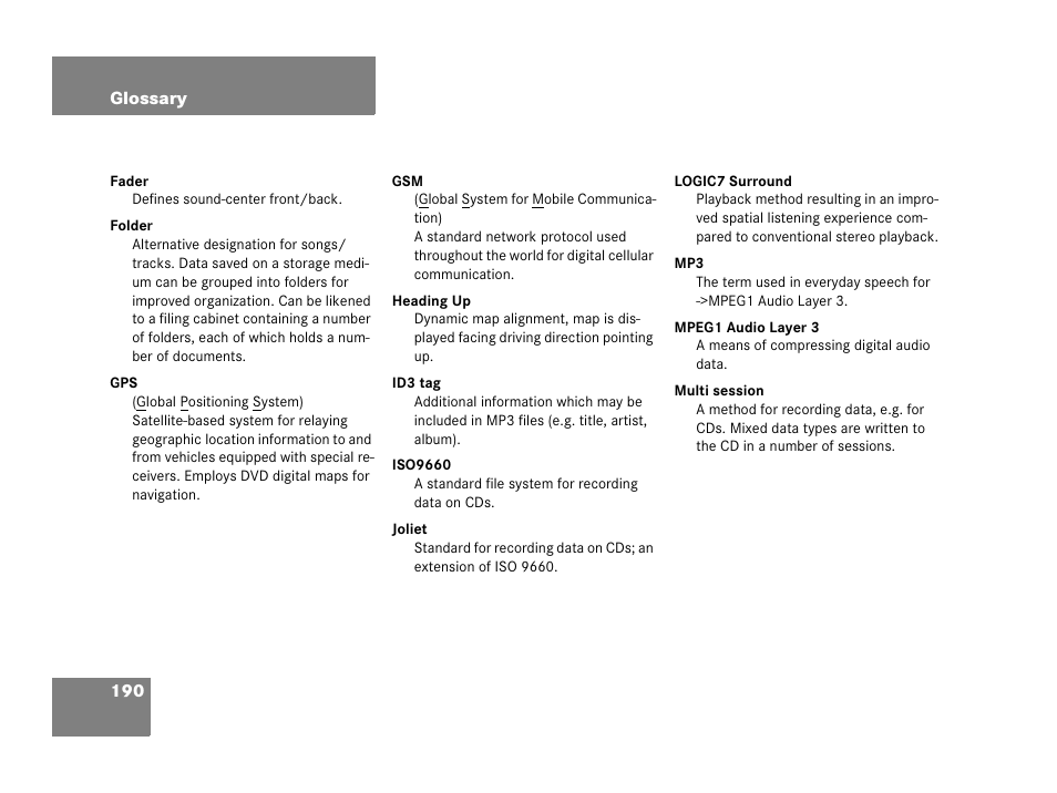 Mercedes-Benz CLK-Coupe 2007 COMAND Manual User Manual | Page 192 / 202