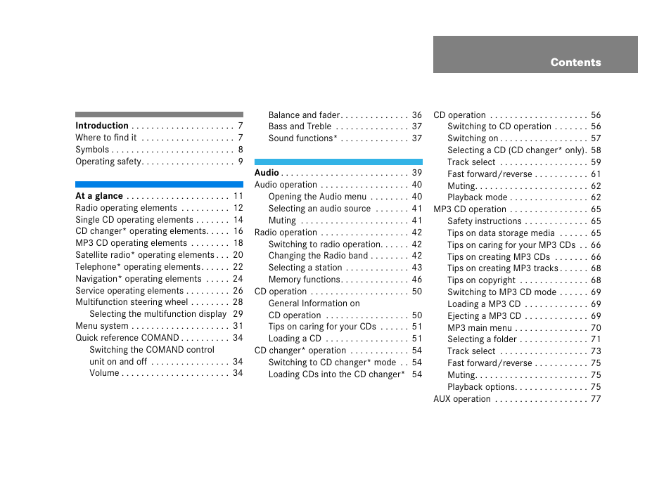 Mercedes-Benz CLK-Coupe 2007 COMAND Manual User Manual | Page 5 / 202
