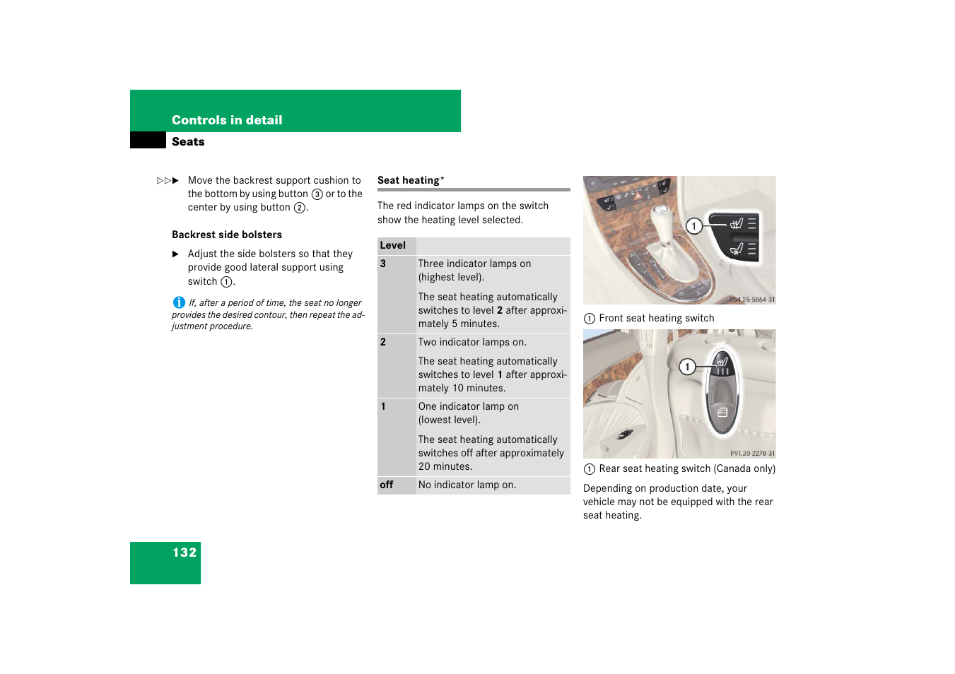 Seats:heater*;heated seats, Seat heating | Mercedes-Benz E-Class 2007 Owners Manual User Manual | Page 133 / 522