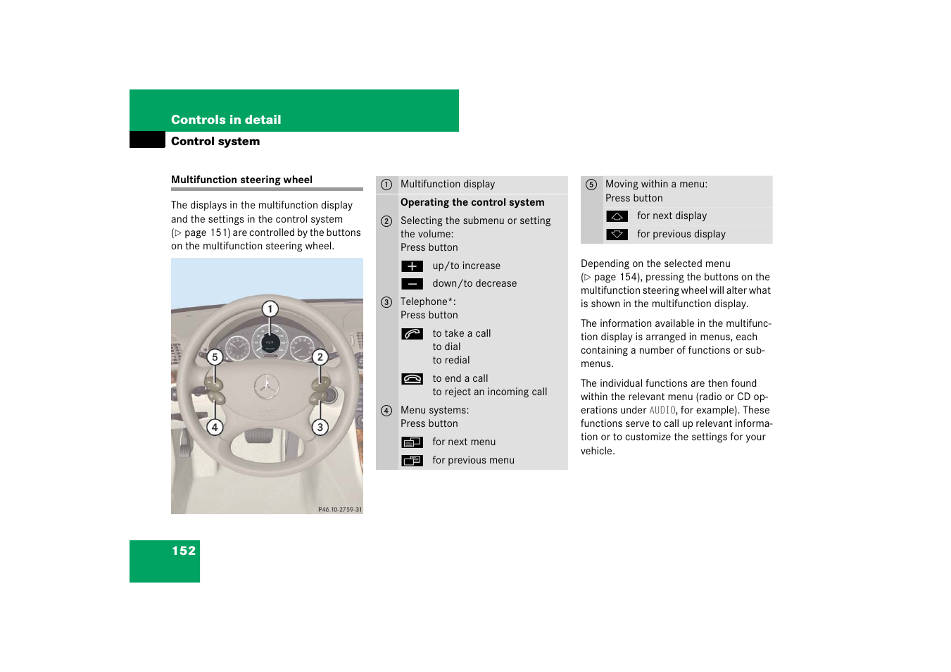 Multifunction steering wheel | Mercedes-Benz E-Class 2007 Owners Manual User Manual | Page 153 / 522