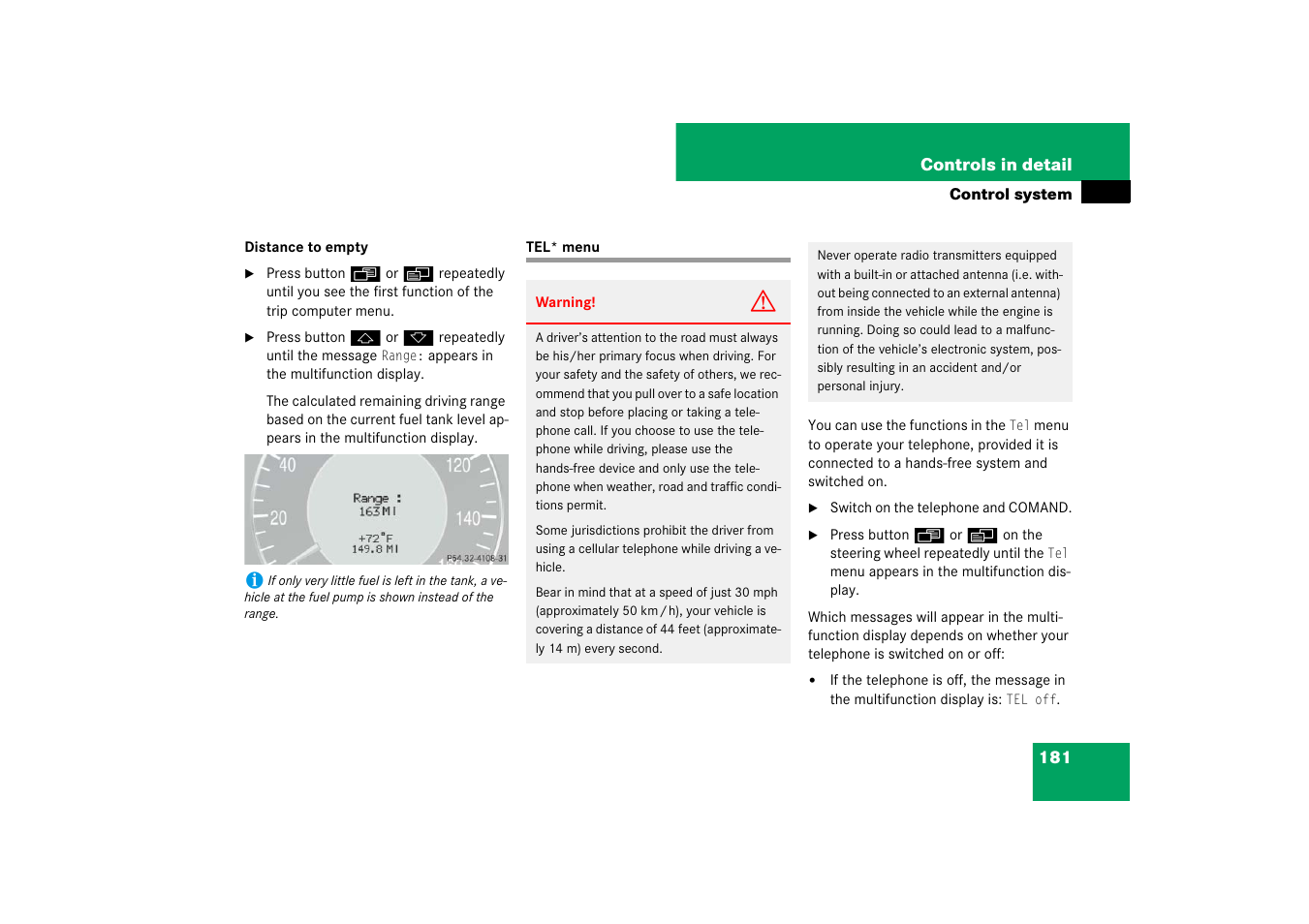 Tel* menu | Mercedes-Benz E-Class 2007 Owners Manual User Manual | Page 182 / 522