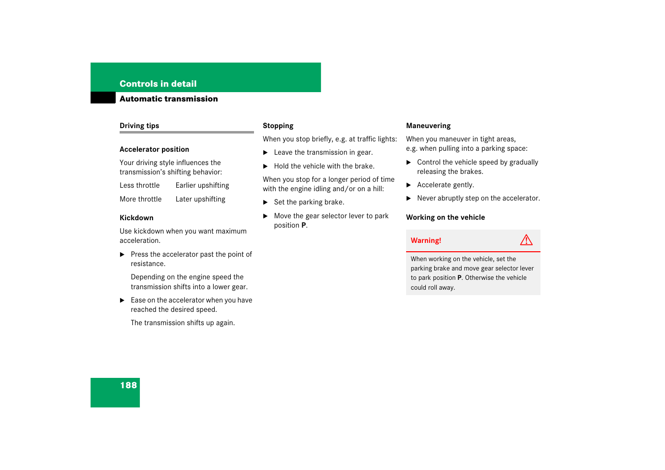 Driving tips | Mercedes-Benz E-Class 2007 Owners Manual User Manual | Page 189 / 522