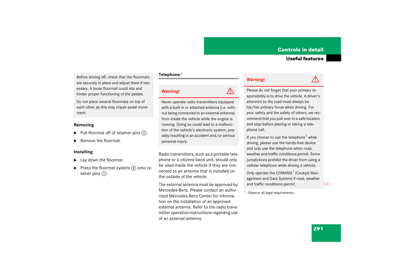 Telephone | Mercedes-Benz E-Class 2007 Owners Manual User Manual | Page 292 / 522
