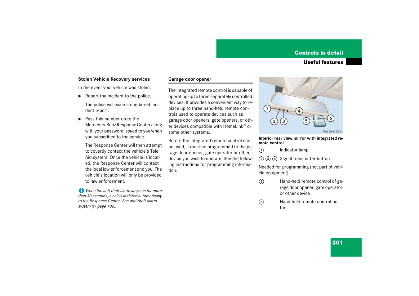Garage door opener | Mercedes-Benz E-Class 2007 Owners Manual User Manual | Page 302 / 522