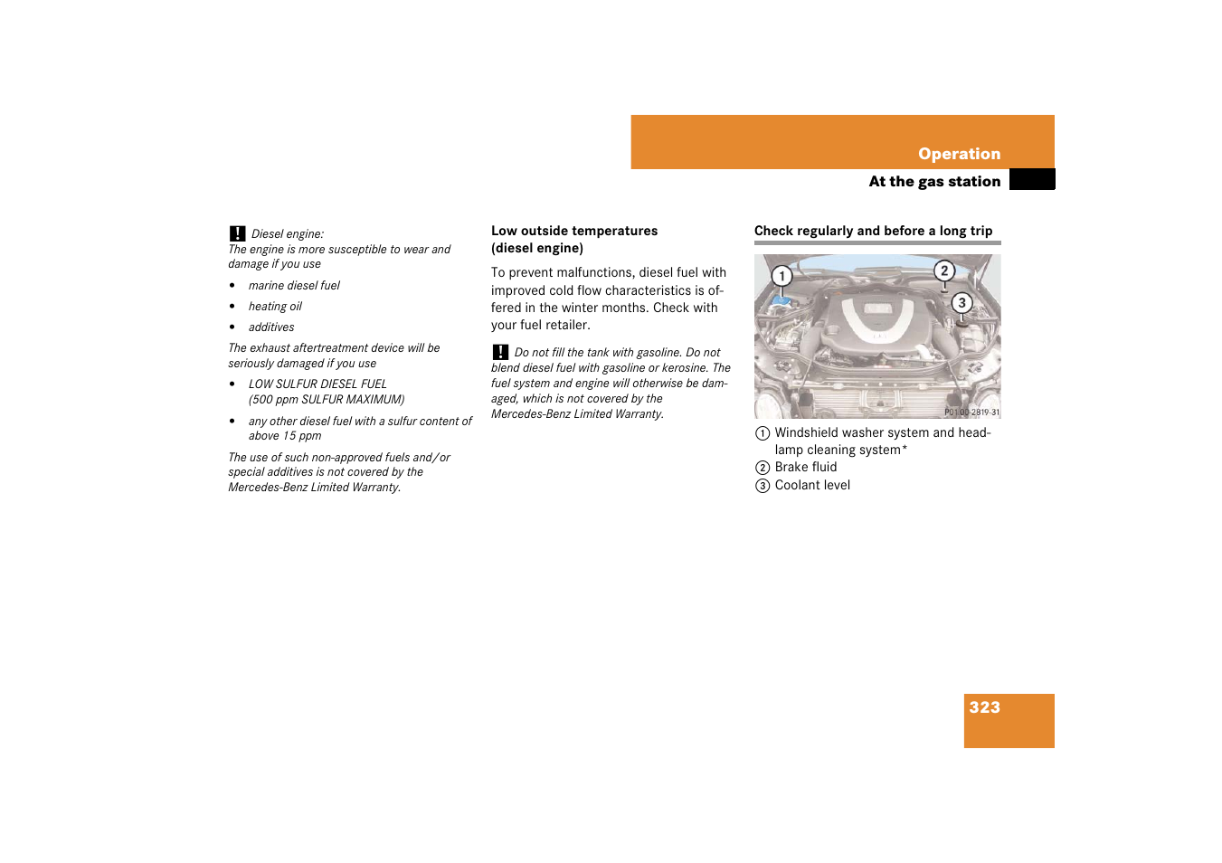 Regular checks, Check regularly and before a long trip | Mercedes-Benz E-Class 2007 Owners Manual User Manual | Page 324 / 522