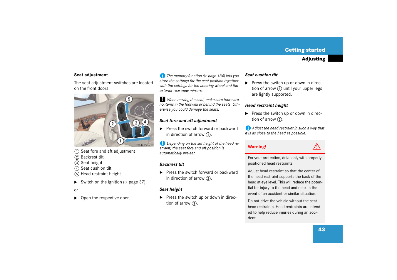 Mercedes-Benz E-Class 2007 Owners Manual User Manual | Page 44 / 522