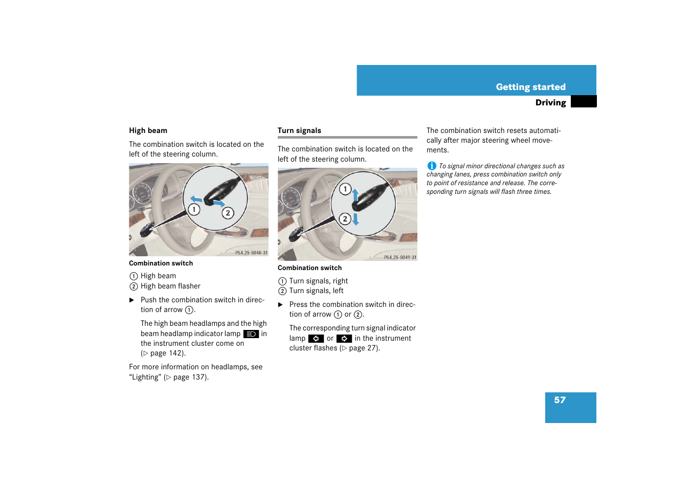 Turn signals | Mercedes-Benz E-Class 2007 Owners Manual User Manual | Page 58 / 522