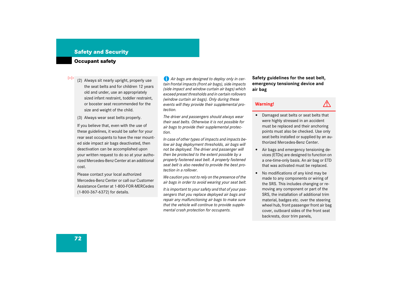 Mercedes-Benz E-Class 2007 Owners Manual User Manual | Page 73 / 522