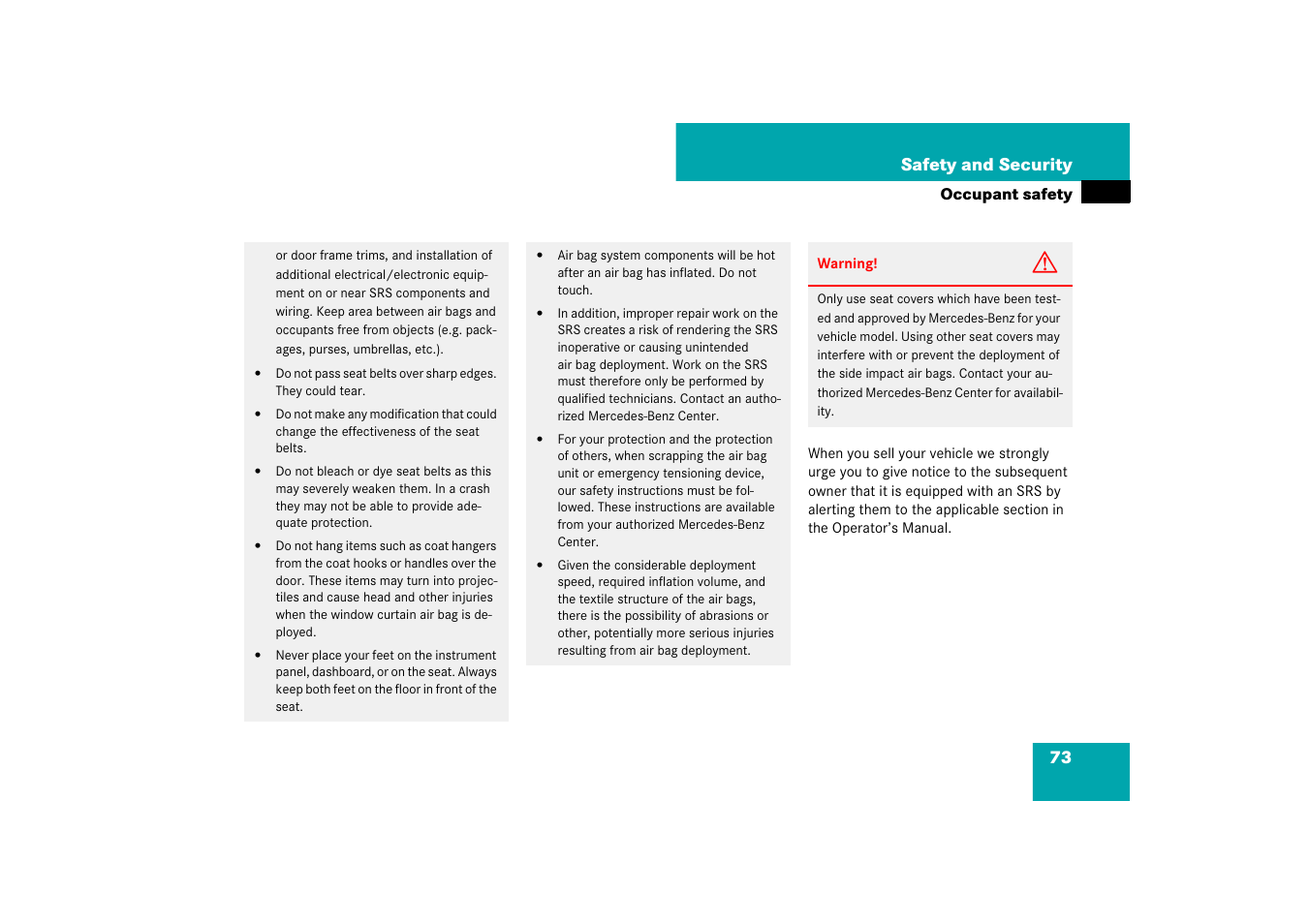Mercedes-Benz E-Class 2007 Owners Manual User Manual | Page 74 / 522