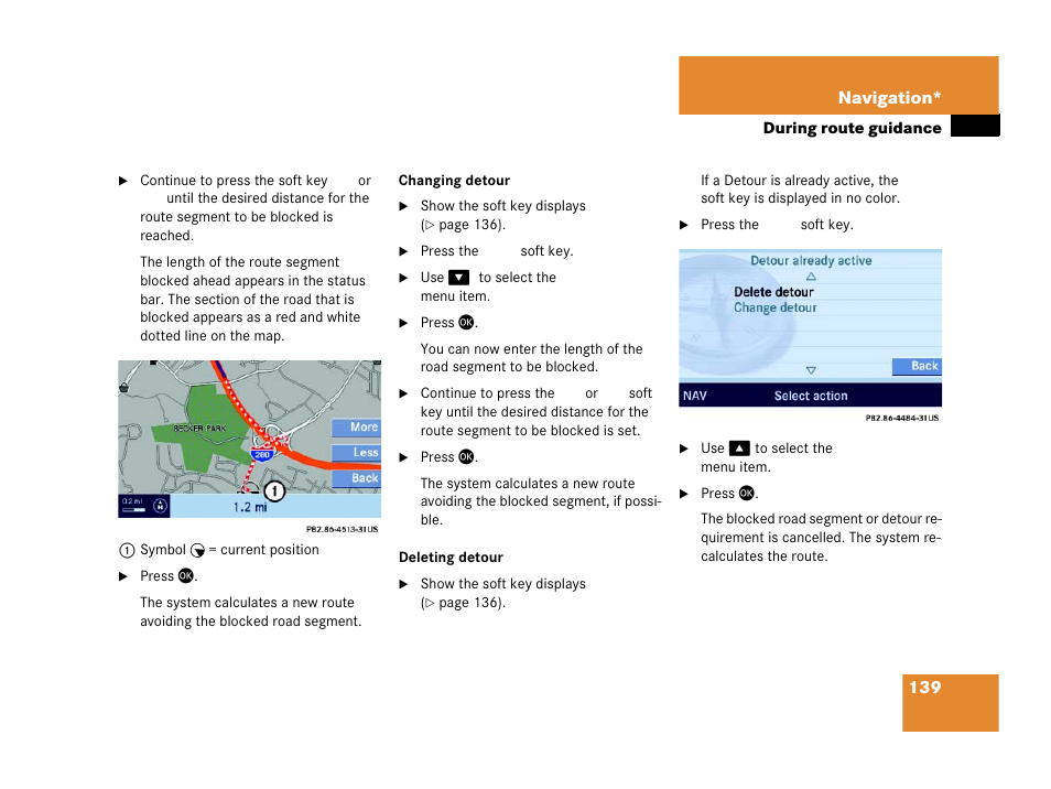 The detour, 139 navigation | Mercedes-Benz E-Wagon 2007 COMAND Manual User Manual | Page 140 / 187