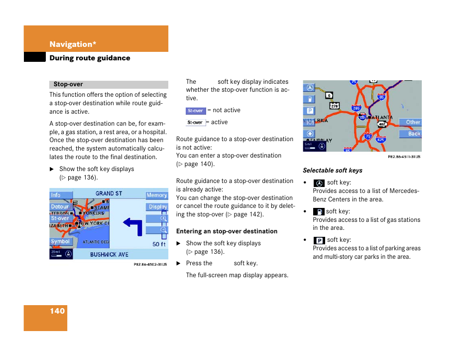 Stop-over, Tion | Mercedes-Benz E-Wagon 2007 COMAND Manual User Manual | Page 141 / 187