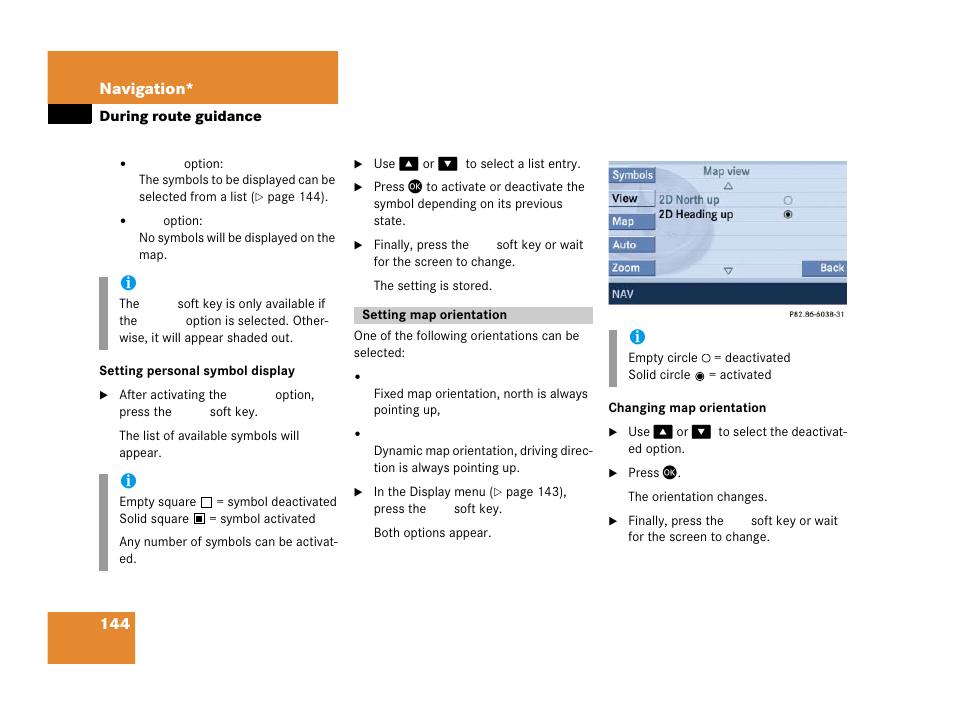 Setting map orientation | Mercedes-Benz E-Wagon 2007 COMAND Manual User Manual | Page 145 / 187