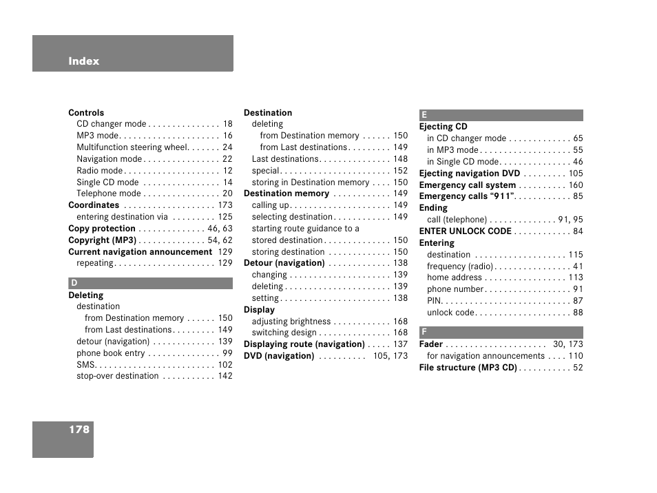 Mercedes-Benz E-Wagon 2007 COMAND Manual User Manual | Page 179 / 187