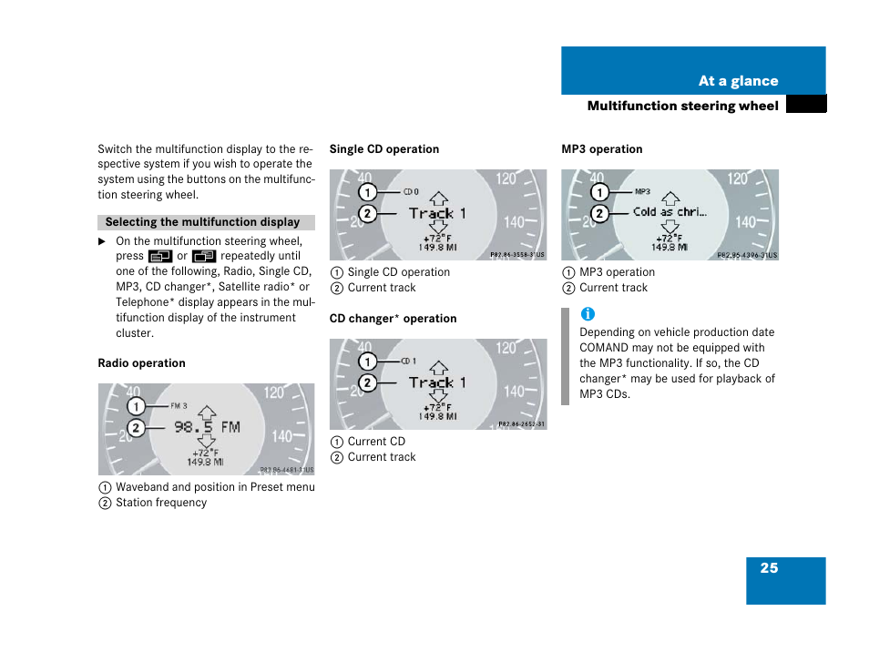 Selecting the multifunction display, Selecting the multifunction display 25 | Mercedes-Benz E-Wagon 2007 COMAND Manual User Manual | Page 26 / 187