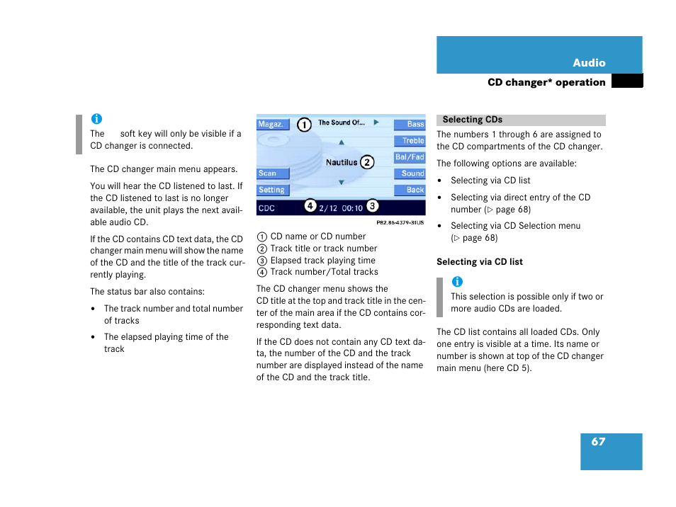 Selecting cds | Mercedes-Benz E-Wagon 2007 COMAND Manual User Manual | Page 68 / 187
