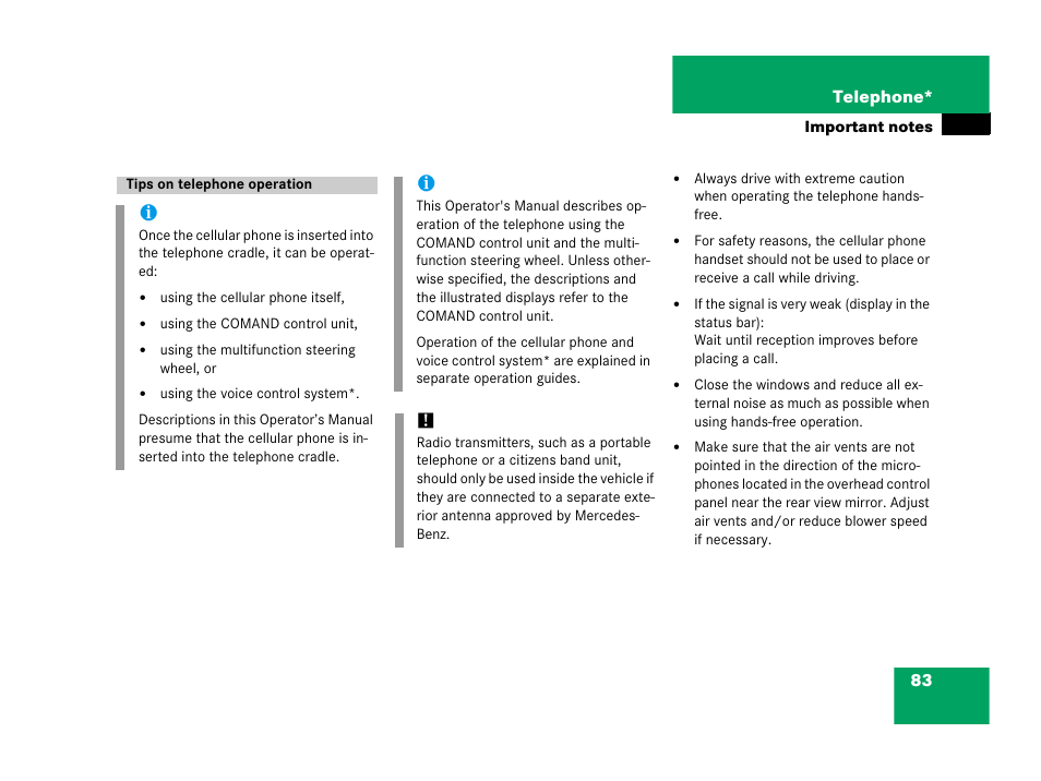 Tips on telephone operation | Mercedes-Benz E-Wagon 2007 COMAND Manual User Manual | Page 84 / 187