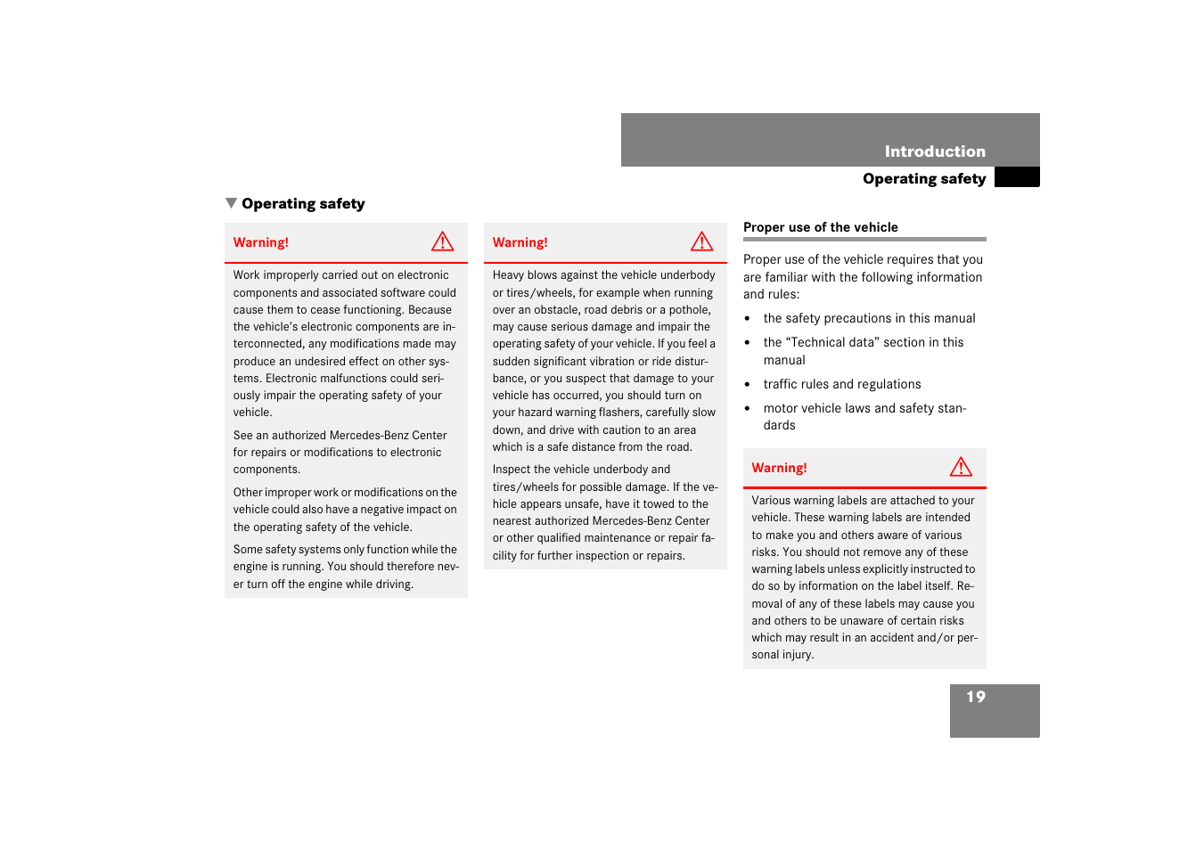 Operating safety, Proper use of the vehicle | Mercedes-Benz S-Class 2007 User Manual | Page 20 / 705