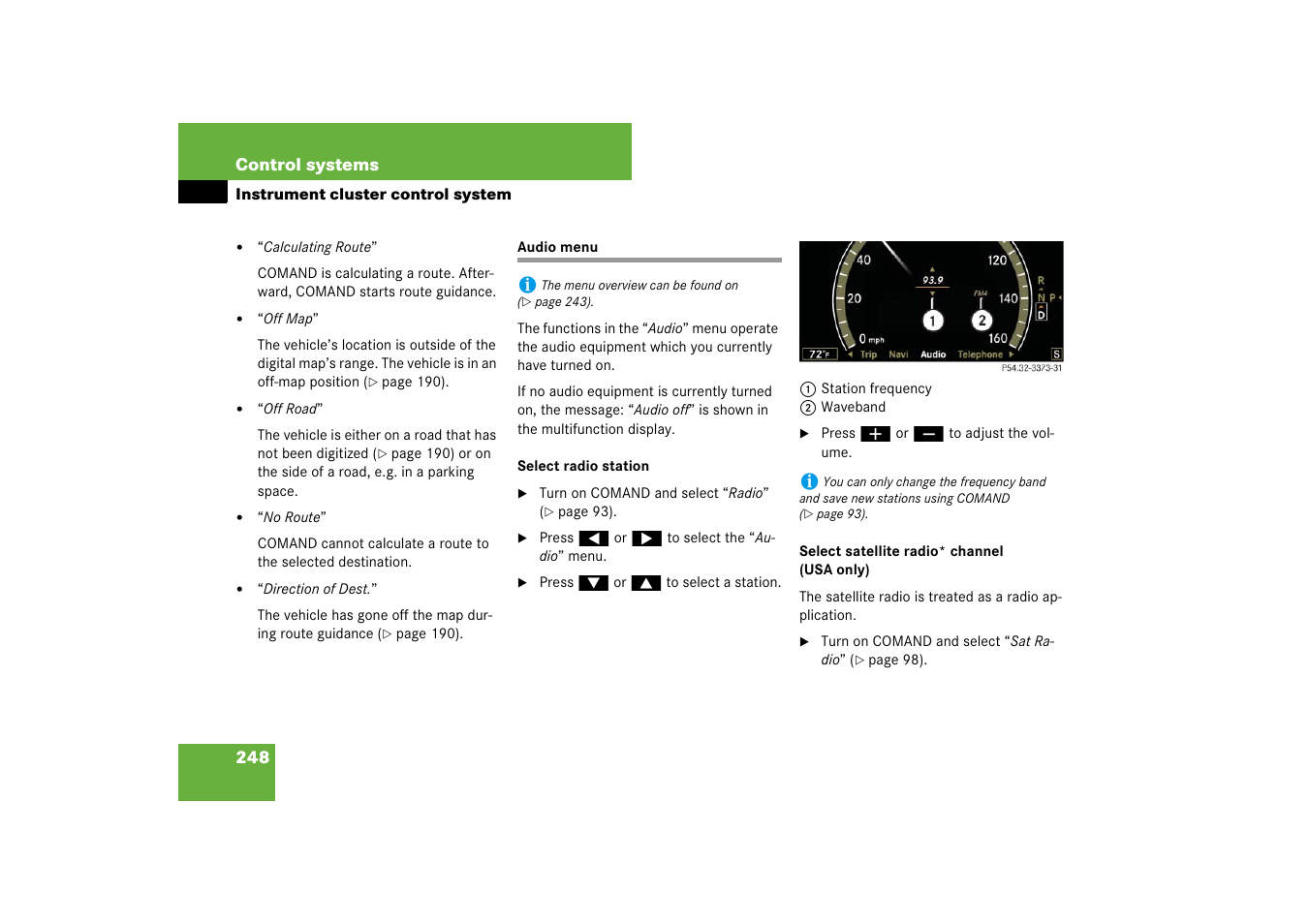 Audio menu | Mercedes-Benz S-Class 2007 User Manual | Page 249 / 705