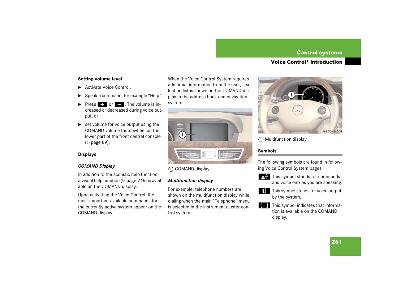 Symbols | Mercedes-Benz S-Class 2007 User Manual | Page 262 / 705