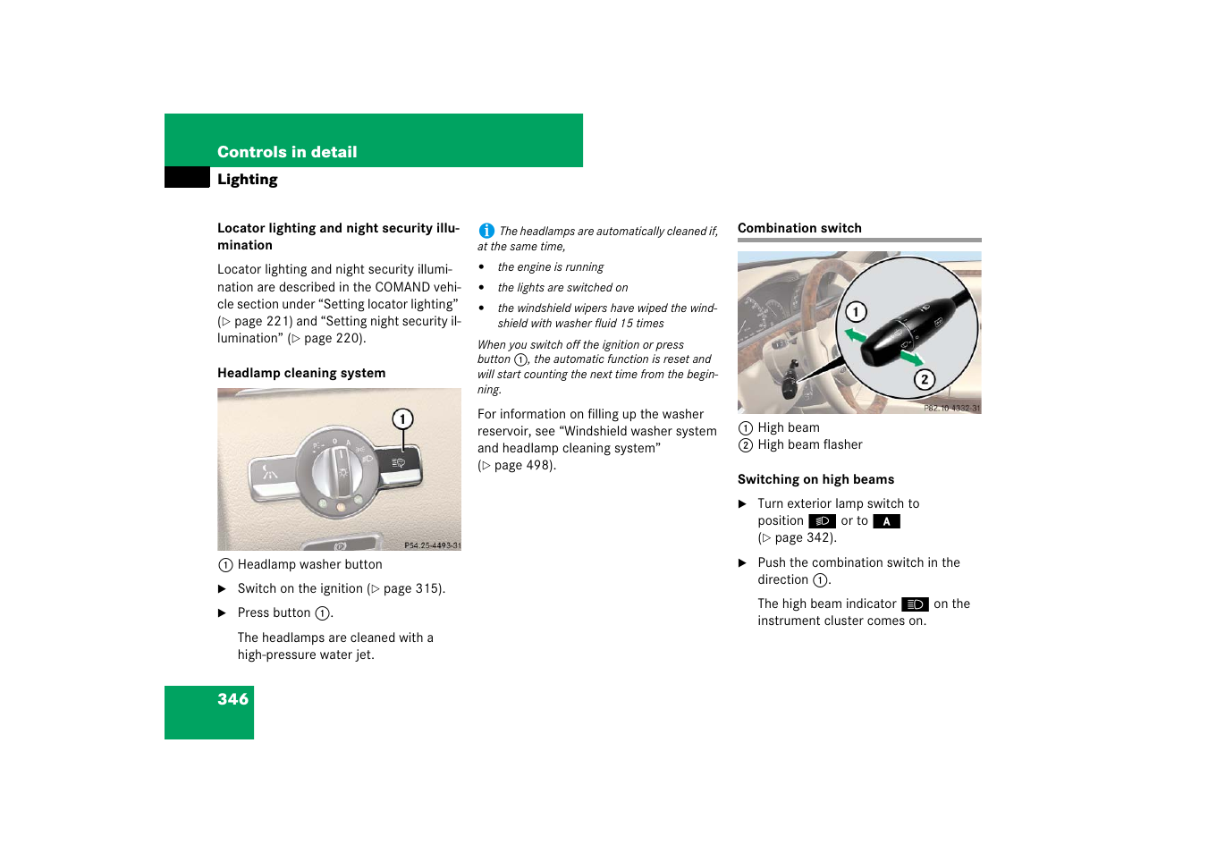 Combination switch | Mercedes-Benz S-Class 2007 User Manual | Page 347 / 705