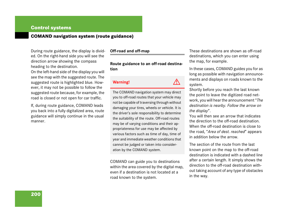 Off-road and off-map | Mercedes-Benz CL-Class 2007 User Manual | Page 201 / 723