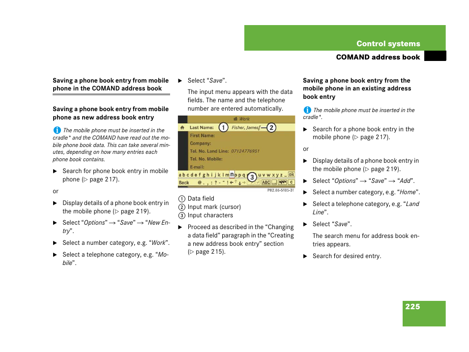 225 control systems | Mercedes-Benz CL-Class 2007 User Manual | Page 226 / 723