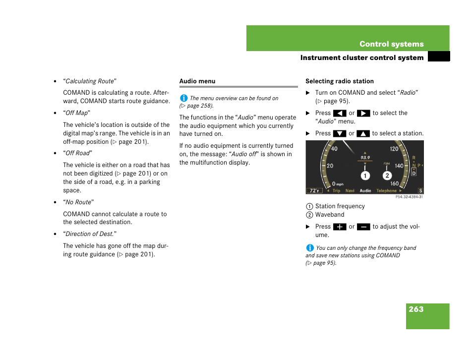 Audio menu | Mercedes-Benz CL-Class 2007 User Manual | Page 264 / 723