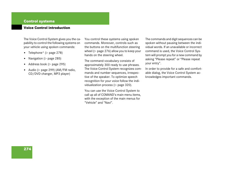 Voice control :introduction, Voice control introduction | Mercedes-Benz CL-Class 2007 User Manual | Page 275 / 723