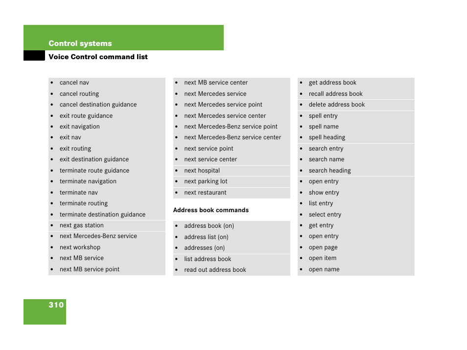310 control systems | Mercedes-Benz CL-Class 2007 User Manual | Page 311 / 723