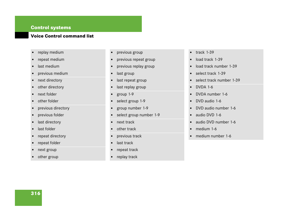 316 control systems | Mercedes-Benz CL-Class 2007 User Manual | Page 317 / 723