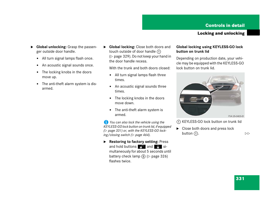 331 controls in detail | Mercedes-Benz CL-Class 2007 User Manual | Page 332 / 723