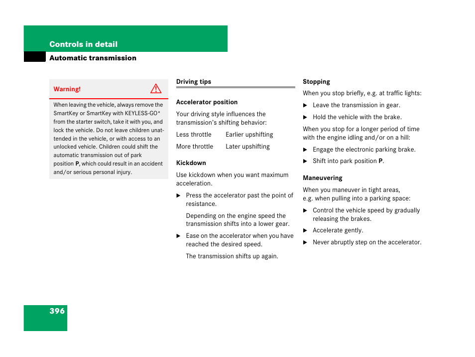 Driving tips | Mercedes-Benz CL-Class 2007 User Manual | Page 397 / 723