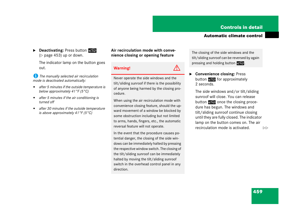 459 controls in detail | Mercedes-Benz CL-Class 2007 User Manual | Page 460 / 723