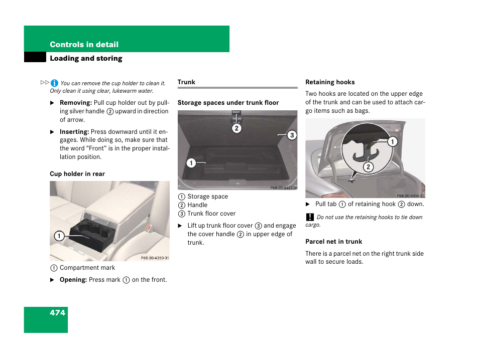 Trunk | Mercedes-Benz CL-Class 2007 User Manual | Page 475 / 723