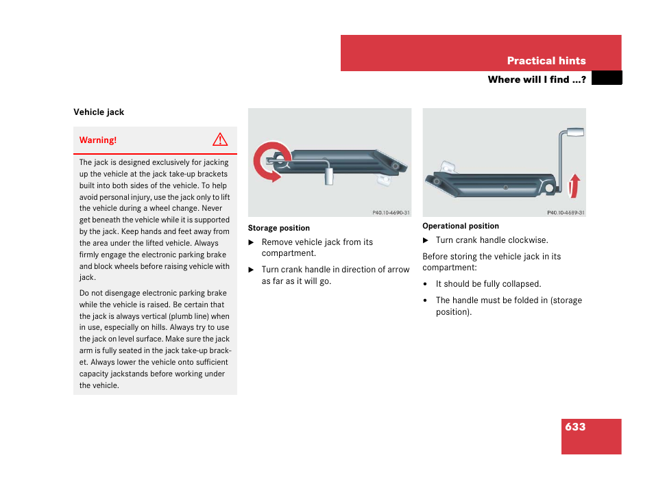 633 practical hints | Mercedes-Benz CL-Class 2007 User Manual | Page 636 / 723