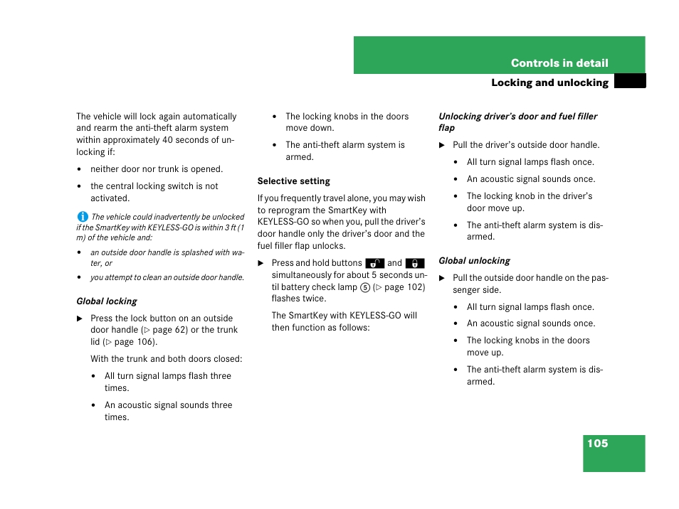 105 controls in detail | Mercedes-Benz CLK-Class 2007 Owners Manual User Manual | Page 106 / 505