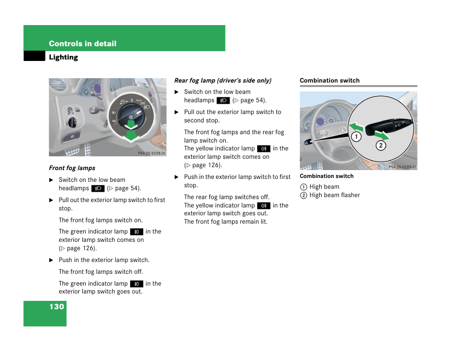 Combination switch | Mercedes-Benz CLK-Class 2007 Owners Manual User Manual | Page 131 / 505