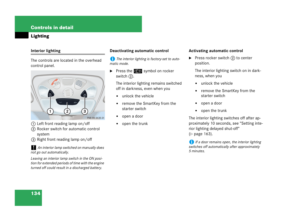 Interior lighting | Mercedes-Benz CLK-Class 2007 Owners Manual User Manual | Page 135 / 505