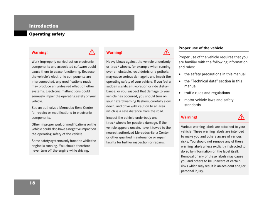 Operating safety, Proper use of the vehicle | Mercedes-Benz CLK-Class 2007 Owners Manual User Manual | Page 17 / 505