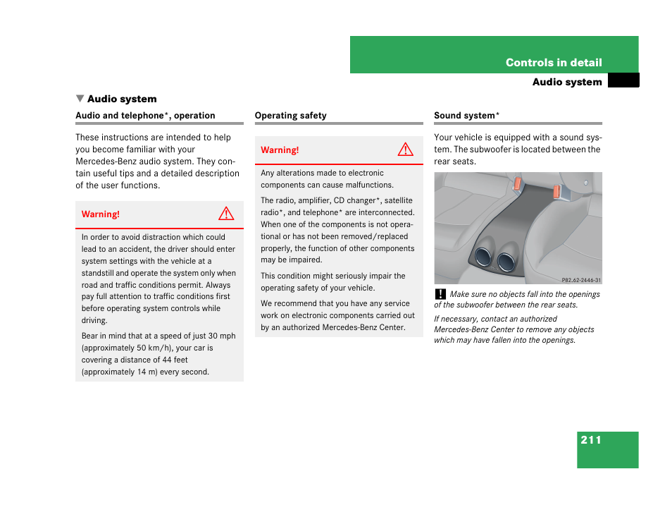 Audio system | Mercedes-Benz CLK-Class 2007 Owners Manual User Manual | Page 212 / 505