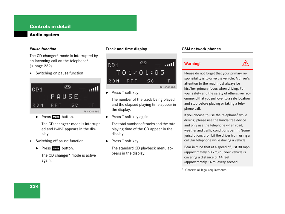 Gsm network phones, 234 controls in detail | Mercedes-Benz CLK-Class 2007 Owners Manual User Manual | Page 235 / 505